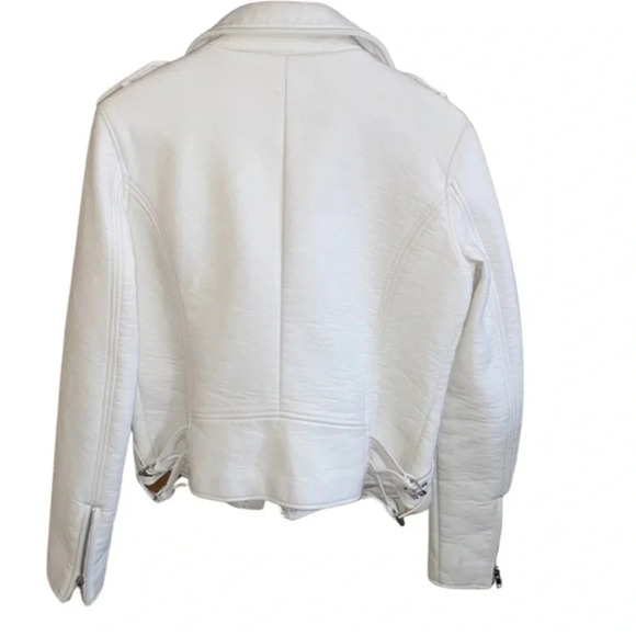 Anthropologie Silence + Noise Cream Faux Leather Jacket Size Large - Picture 5 of 13